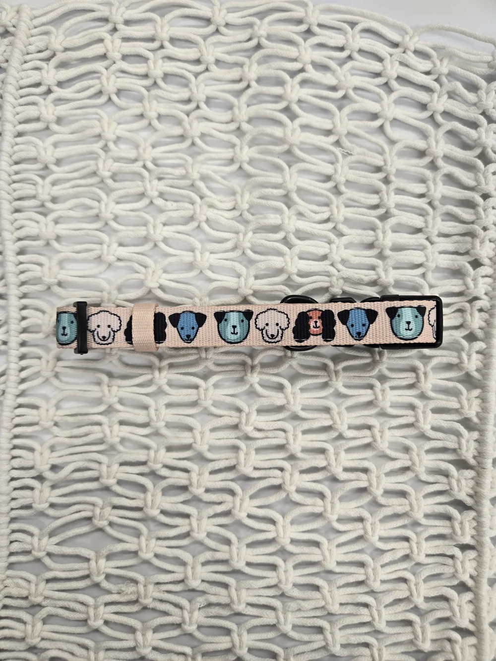 Sassy Woof Pink Dog Collar with Cute Pup Faces - Medium